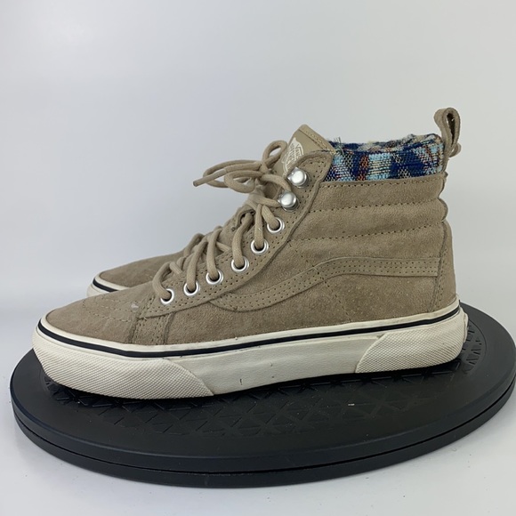 Vans Sk8-Hi Scotchgard Brown/White Suede Flannel Skate Shoes Women's Size  5 - Picture 8 of 12